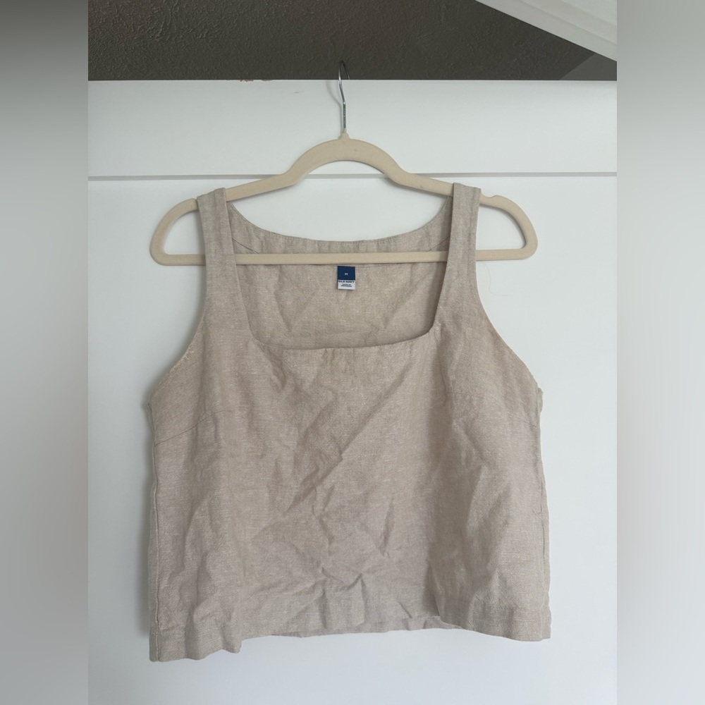 Square neck linen crop tank top (part of matching set - skort also available!) - Picture 2 of 6